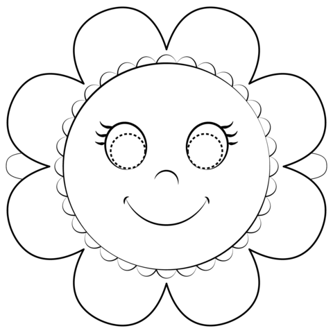 Flower Mask Coloring Page